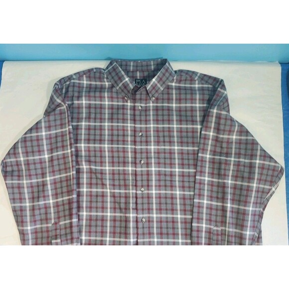 Men XXL Button Front Plaid Shirt Chest Pocket By Jos A Bank Travelers Collection - Picture 3 of 11